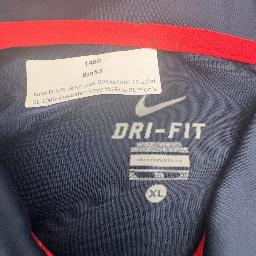Nike USA Basketball Polo Mens XL Navy Blue‎ Dri-FIT Excellent Embroidered Logo